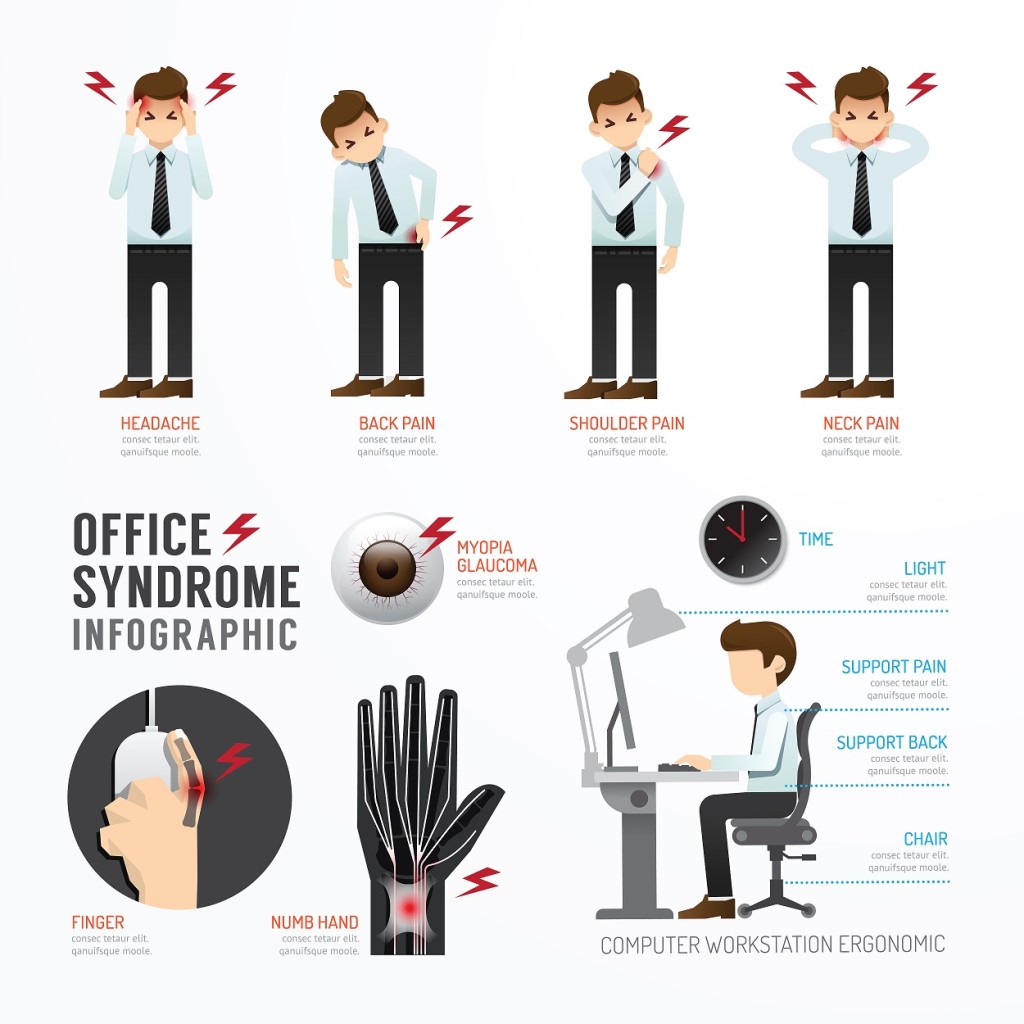 Infographic office syndrome Template Design . Concept Vector illustration